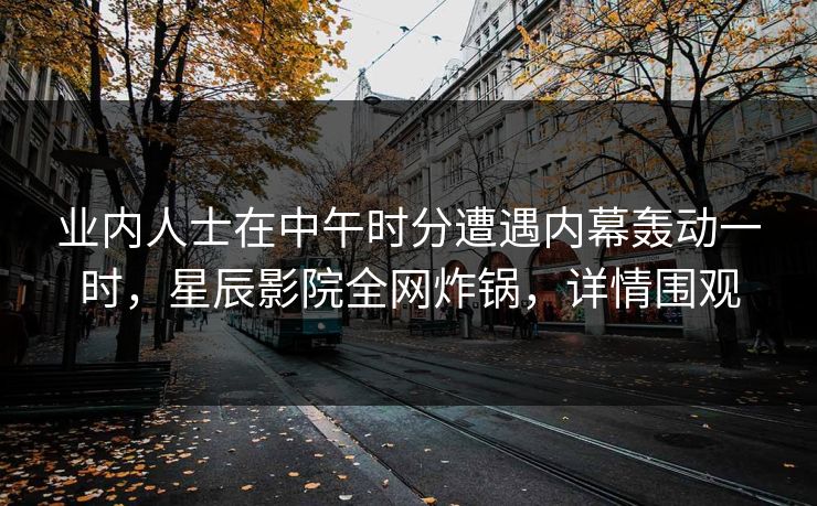 业内人士在中午时分遭遇内幕轰动一时，星辰影院全网炸锅，详情围观