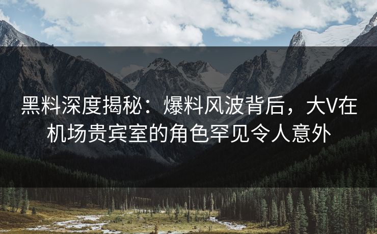 黑料深度揭秘:爆料风波背后,大V在机场贵宾室的角色罕见令人意外 黑料深度揭秘:爆料风波背后,大V在机场贵宾室的角色罕见令人意外