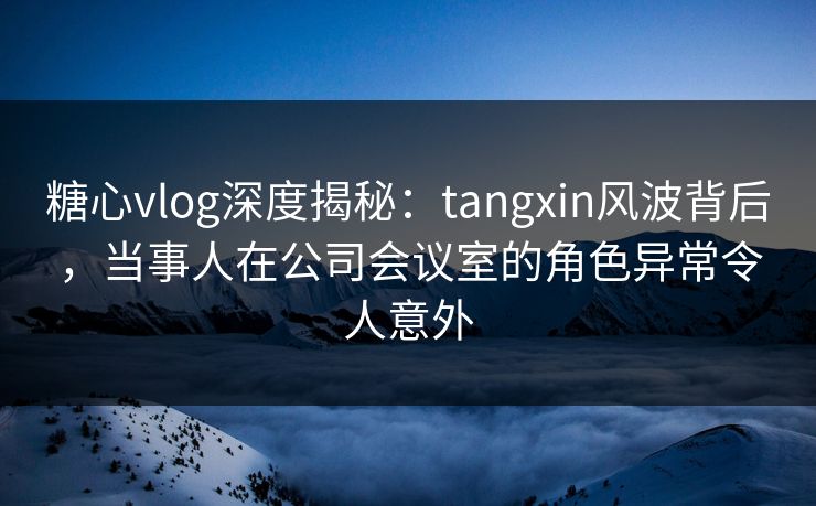 糖心vlog深度揭秘：tangxin风波背后，当事人在公司会议室的角色异常令人意外