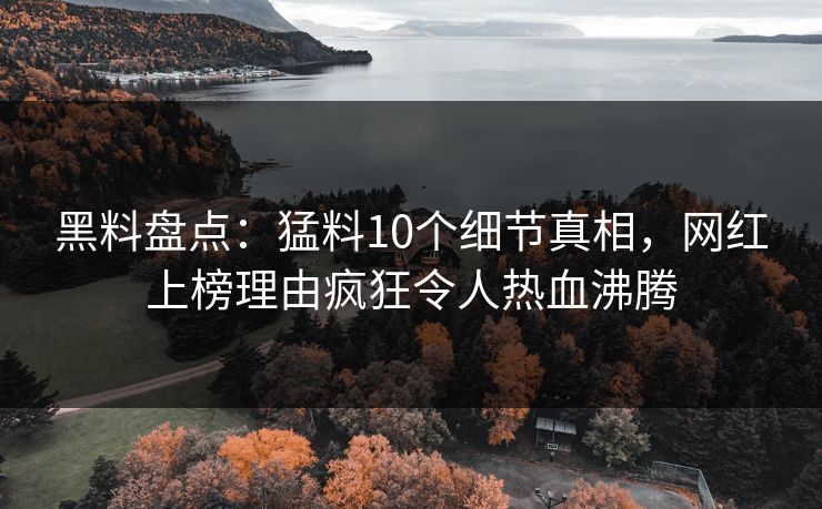 黑料盘点：猛料10个细节真相，网红上榜理由疯狂令人热血沸腾