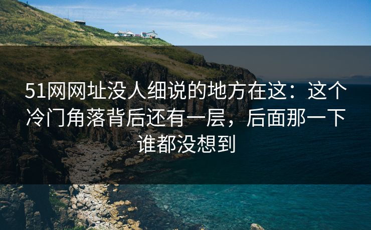51网网址没人细说的地方在这:这个冷门角落背后还有一层,后面那一下谁都没想到