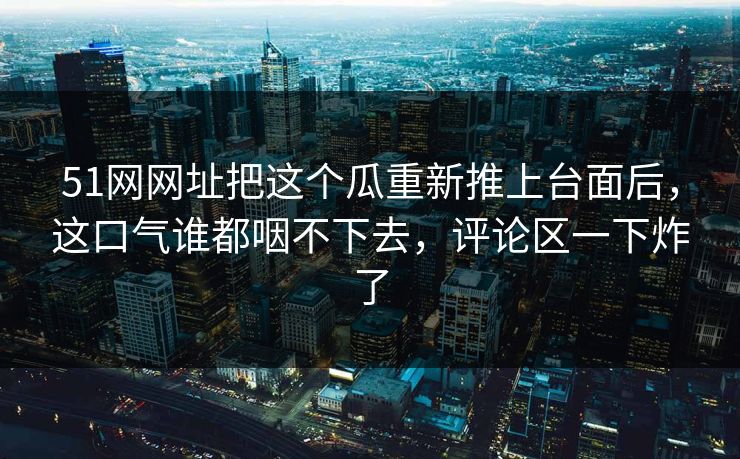 51网网址把这个瓜重新推上台面后，这口气谁都咽不下去，评论区一下炸了